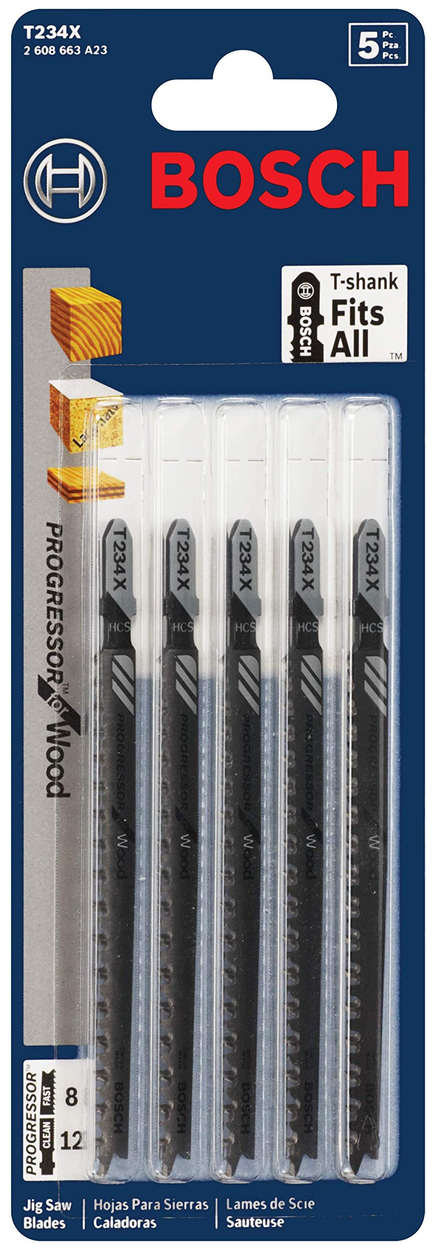 BOSCH T234X Progressor Wood Blade (5-Pack)