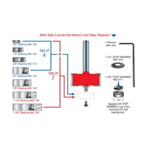 Freud 32-504: flush, 1/8",1/4",5/16",3/8",7/16",1/2" Depth Rabbeting Bit with Bearings