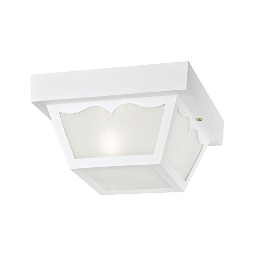 Westinghouse 6697500 Traditional One-Light Outdoor Flush-Mount Fixture, White Finish on Polypropylene, Frosted Glass Panels