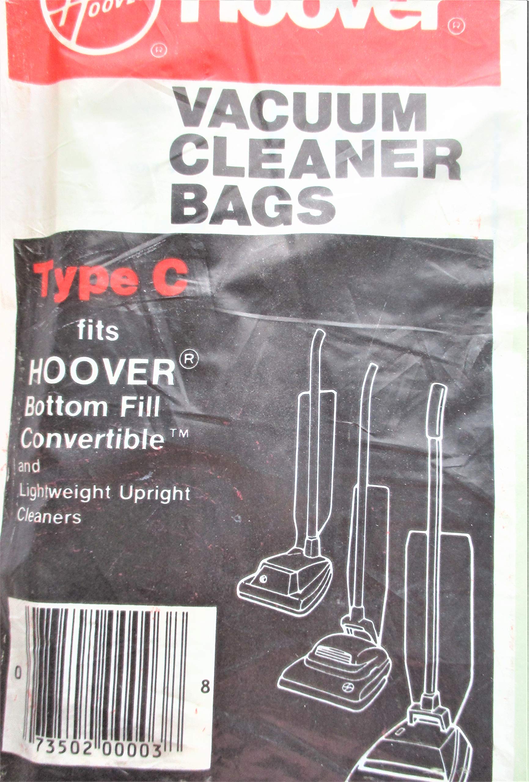 Hoover Type C Bottom Fill Upright Vacuum Cleaner Replacement Bags, Package of 3