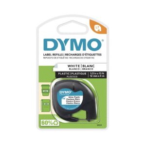 DYMO - SAN91331 91331 LetraTag Labeling Tape for LetraTag Label Makers, Black Print on White Plastic Tape, 1/2'' W x 13' L, 1 Roll