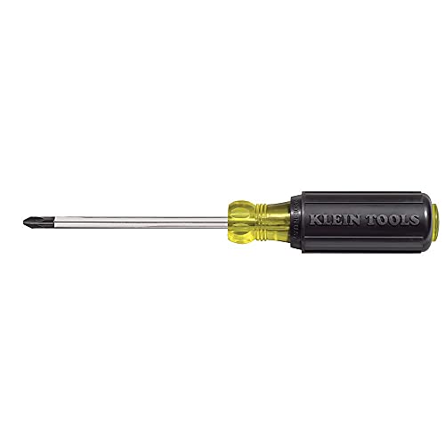 Klein Tools 603-4 Screwdriver, Made in USA, #2 Phillips Tip with Cushion Grip Handle, Precision Machined Electrician Screwdriver, 8-Inch