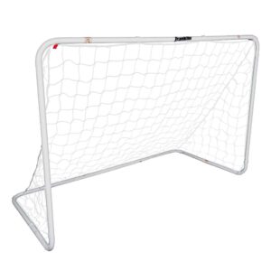 Franklin Sports Competition Soccer Goal - Steel Backyard Soccer Goal with All Weather Net - Includes 6 Ground Stakes - 6'x4' - Silver