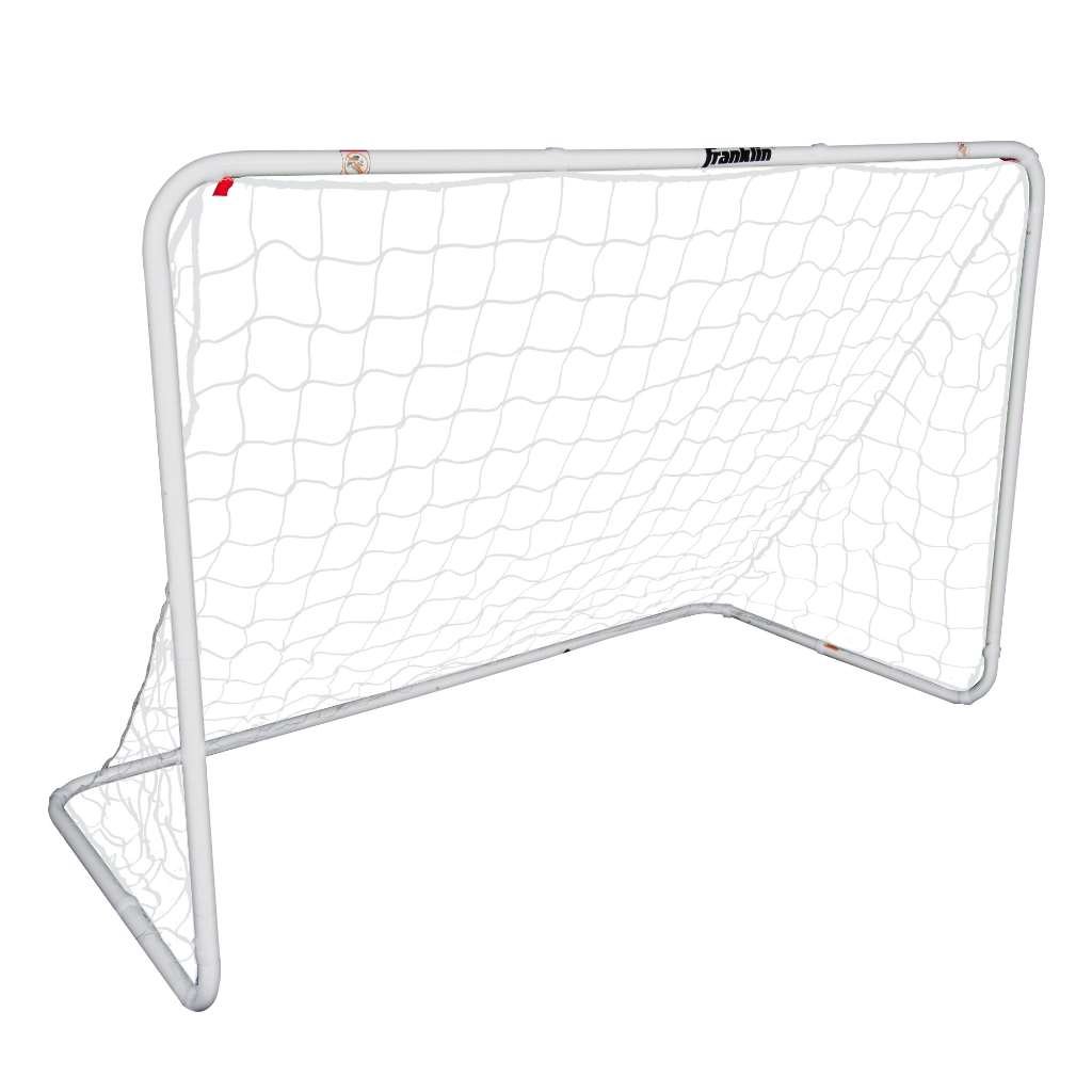 Franklin Sports Competition Soccer Goal - Steel Backyard Soccer Goal with All Weather Net - Includes 6 Ground Stakes - 6'x4' - Silver