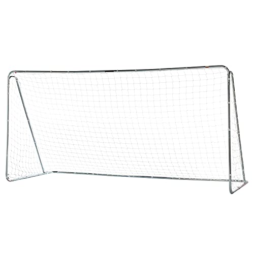 Franklin Sports Competition Soccer Goal - Steel Backyard Soccer Goal with All Weather Net - Includes 6 Ground Stakes - 12'x6' Soccer Goal - Silver