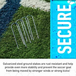 Franklin Sports Competition Soccer Goal - Steel Backyard Soccer Goal with All Weather Net - Includes 6 Ground Stakes - 12'x6' Soccer Goal - Silver