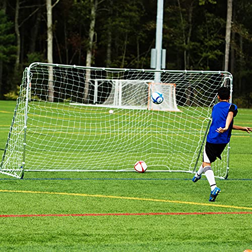 Franklin Sports Competition Soccer Goal - Steel Backyard Soccer Goal with All Weather Net - Includes 6 Ground Stakes - 12'x6' Soccer Goal - Silver