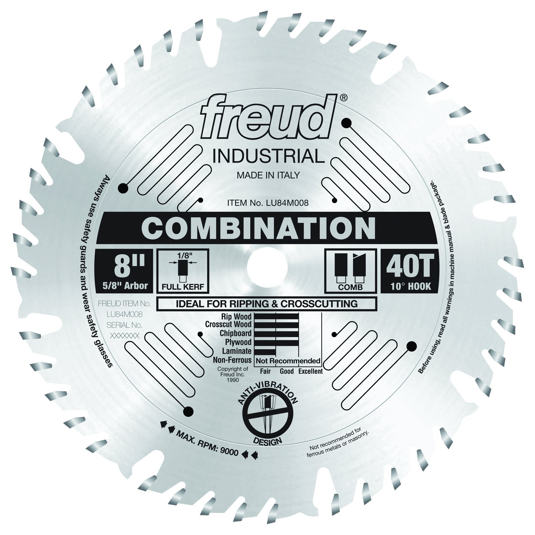 Freud LU84M008: 8" x 40T Combination Blade