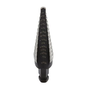 Irwin Tools IRWIN Step Drill Bit, 1/8-Inch to 1/2-Inch Step, 1/4-Inch Shank (10231) Silver|Silver metallic