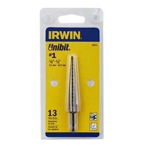 Irwin Tools IRWIN Step Drill Bit, 1/8-Inch to 1/2-Inch Step, 1/4-Inch Shank (10231) Silver|Silver metallic