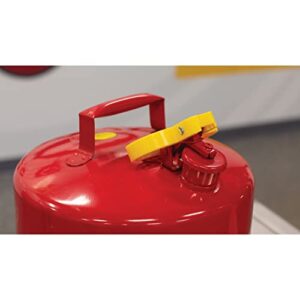 Eagle 5 Gallon Type I Red Safety Gas Can for Gasoline with Flame Arrester, Self-Closing Lid, and F-15 Funnel, Made in the USA, Galvanized Steel Flammable Storage Can, UI50FS