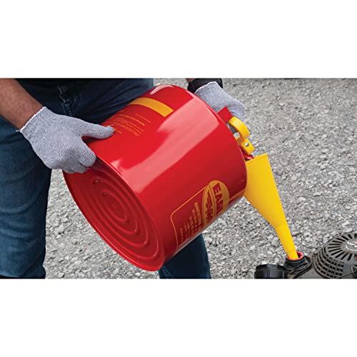 Eagle 5 Gallon Type I Red Safety Gas Can for Gasoline with Flame Arrester, Self-Closing Lid, and F-15 Funnel, Made in the USA, Galvanized Steel Flammable Storage Can, UI50FS