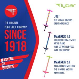 Flybar Maverick Pogo Stick for Kids Ages 5+, 40 to 80 Pounds, Perfect for Beginners, Easy Grip Handles, Anti-Slip Pegs, Outdoor Toys for Boys, Jumper Toys for Girls, Outside Toys for Kids (Red/Blue)