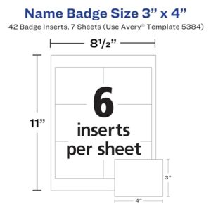 Avery Customizable Name Badges with Clips, 3" x 4", Clear Name Tag Holders with White Printable Inserts, 40 Clip Style Name Badges (5384)