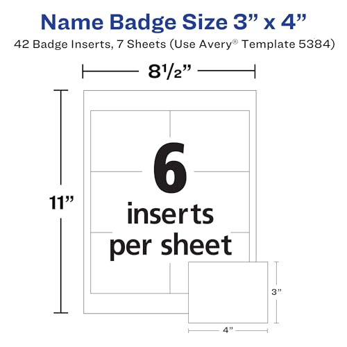 Avery Customizable Name Badges with Clips, 3" x 4", Clear Name Tag Holders with White Printable Inserts, 40 Clip Style Name Badges (5384)