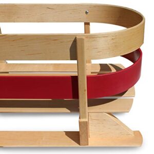 Flexible Flyer Baby Pull Sled. Wood Toddler to-Boggan. Wooden Sleigh for Kids