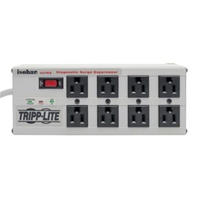 Tripp Lite ISOBAR8ULTRA Isobar 8 Outlet Surge Protector Power Strip, 12ft Cord, Right-Angle Plug, Metal Lifetime Limited Warranty & Dollar 50,000 Insurance White