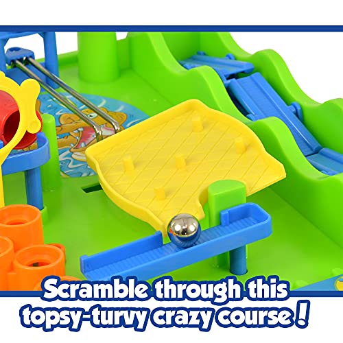 TOMY Games Screwball Scramble Marble Run Game for Kids - Timed Marble Maze Kids Games - Cooperative Board Games for Family Game Night - 1-4 Players - Ages 5 Years and Up