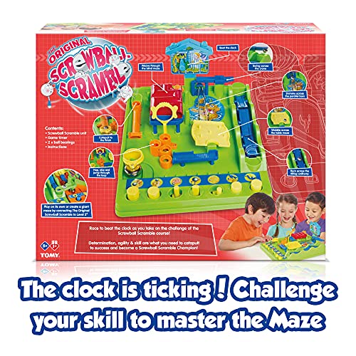 TOMY Games Screwball Scramble Marble Run Game for Kids - Timed Marble Maze Kids Games - Cooperative Board Games for Family Game Night - 1-4 Players - Ages 5 Years and Up