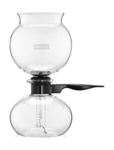 bodum 34 oz pebo vacuum coffee maker, high heat borosilicate glass, black