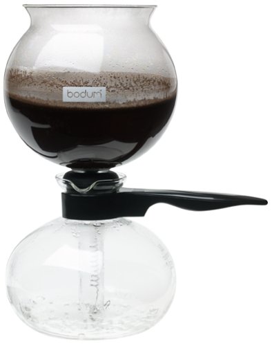 Bodum 34 oz Pebo Vacuum Coffee Maker, High Heat Borosilicate Glass, Black