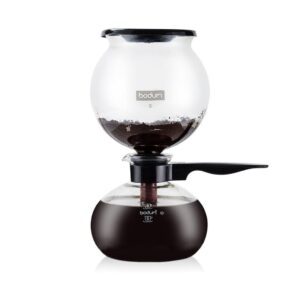 Bodum 34 oz Pebo Vacuum Coffee Maker, High Heat Borosilicate Glass, Black