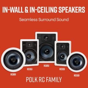 Polk Audio RC65i 2-way Premium in-Wall 6.5" Speakers, Pair of 2 Perfect for Damp and Humid Indoor/Outdoor Placement - Bath, Kitchen, Covered Porches (White, Paintable-Grille)