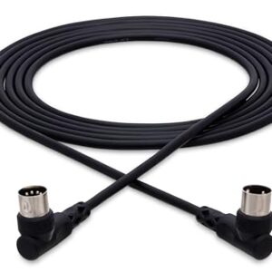 Hosa MID-305RR Right-angle MIDI Cable, Right-angle 5-pin DIN to Same, 5 ft