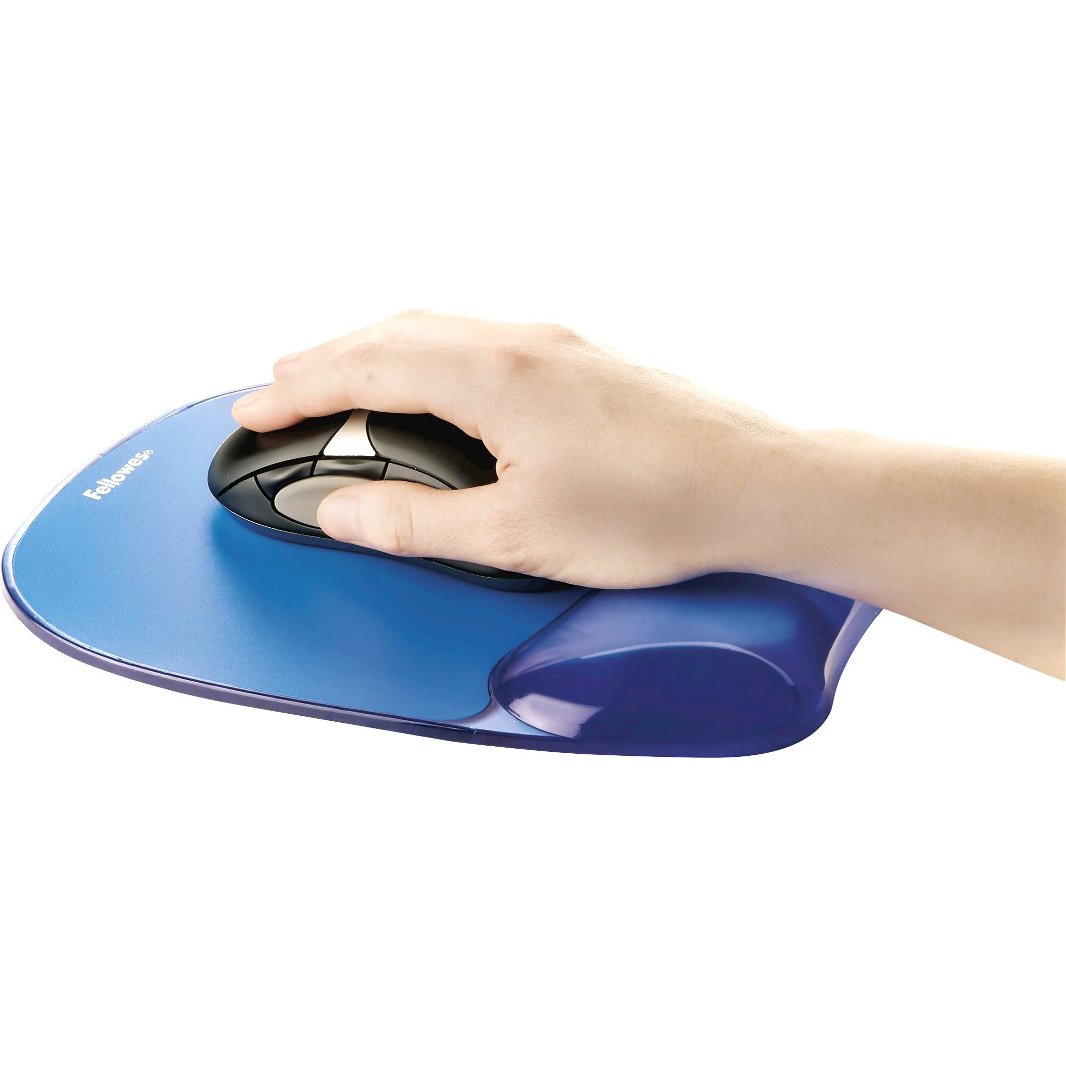 Fellowes 9114120 Gel Crystal Mousepad/Wrist Rest, Blue (91141)