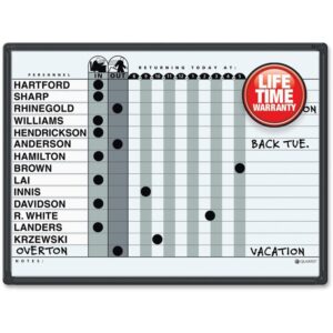 Quartet Grey DuraMax Porcelain In/Out Personnel Board System, 15 Names, 18 x 24 Inches, Black Aluminum Frame (781G)