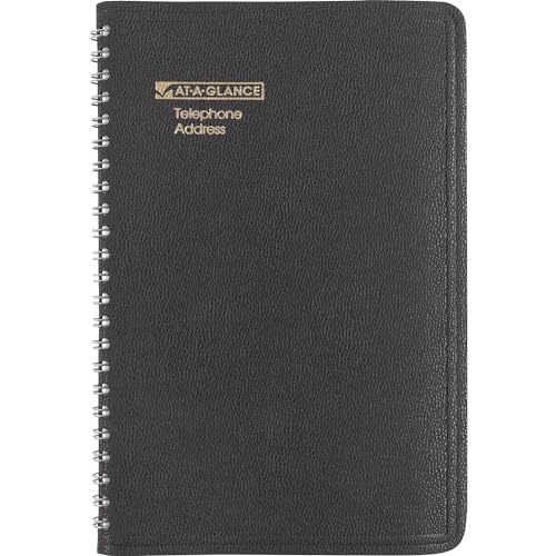 AT-A-GLANCE Large Telephone & Address Book, 800+ Entries, 4-7/8" x 8" Page Size, Black (8001105)