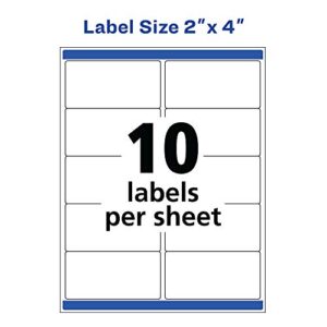 Avery Waterproof Labels with UltraHold Permanent Adhesive, 2" x 4", 500 Labels for Laser Printers (5523)