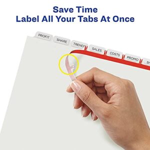 Avery 8 Tab Unpunched Dividers for Use with Any Binding System, Easy Print & Apply Clear Label Strip, Index Maker Customizable White Tabs, 25 Sets (11444)