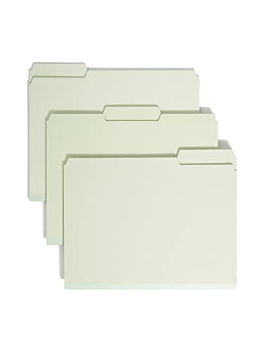 Smead Pressboard File Folder, 1/3-Cut Tab, 2" Expansion, Letter Size, Gray/Green, 25 per Box (13234)