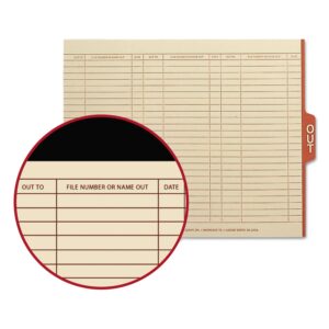 smead end tab out guides with printed form, 1/5-cut tab center position, letter size, manila, 100 per box (61910)