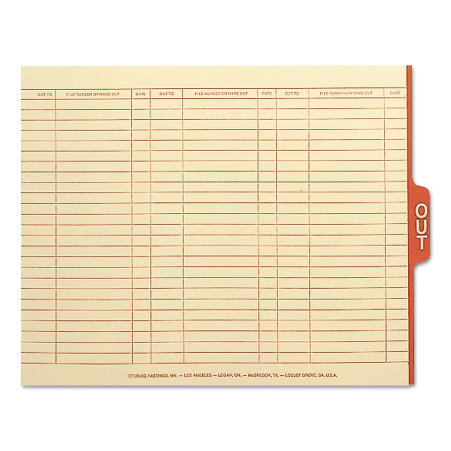 Smead End Tab Out Guides with Printed Form, 1/5-Cut Tab Center Position, Letter Size, Manila, 100 per Box (61910)