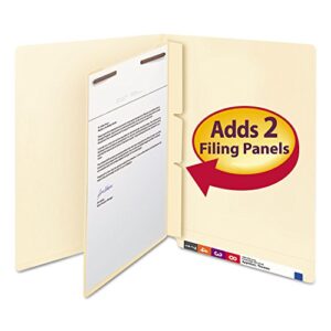 smead self-adhesive folder divider, 1" twin prong fastener, letter size, manila, 100 per box (68027)