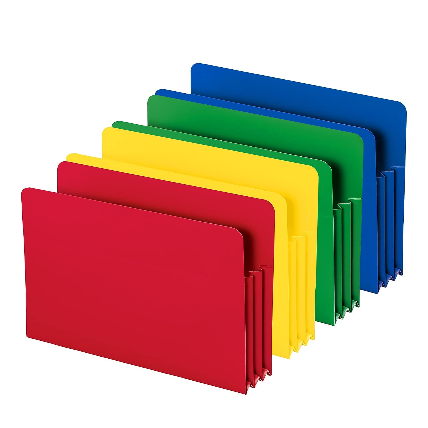 Smead Poly File Pocket, Straight-Cut Tab, 3-1/2" Expansion, Legal Size, Assorted Colors (73550)