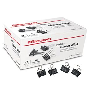 office depot binder clips by the gross, medium, 1 1/4in., box of 12 clips, pack of 12 boxes