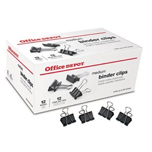 Office Depot Binder Clips By The Gross, Medium, 1 1/4in., Box Of 12 Clips, Pack Of 12 Boxes