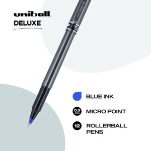 uni-ball Deluxe Micro Point Roller Ball Pens, Blue (60027)