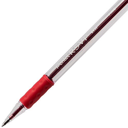 Pentel BK90B R.S.V.P. Stick Ballpoint Pen, .7mm, Trans Barrel, Red Ink (Pack of 12)