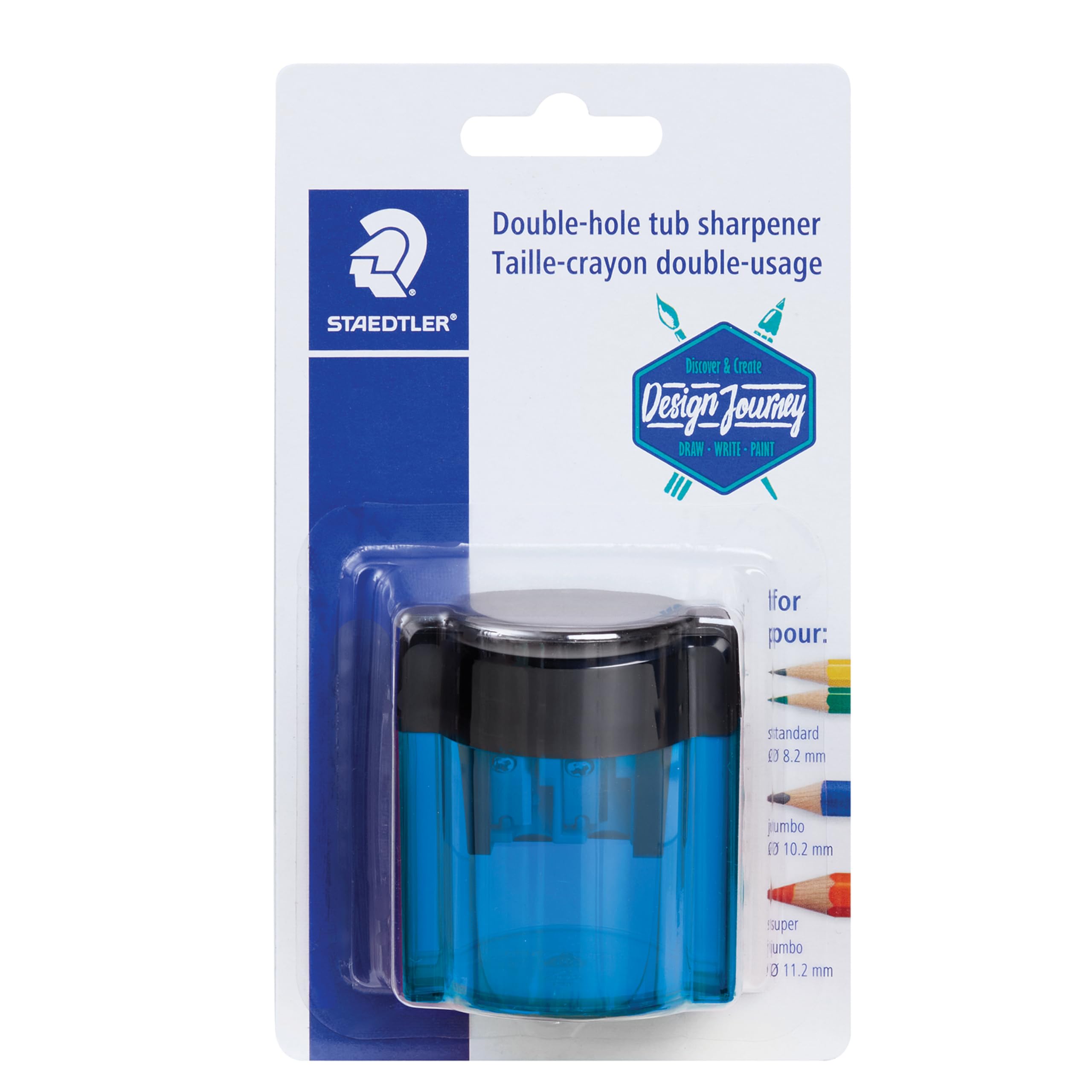 Staedtler Metal Double Hole Sharpener with Oval Tub, 512 300SBK