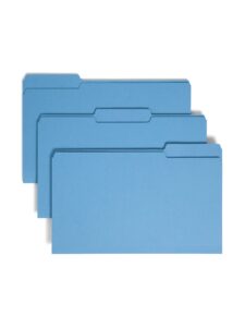 smead colored file folder, 1/3-cut tab, legal size, blue, 100 per box (17043)