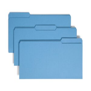 Smead Colored File Folder, 1/3-Cut Tab, Legal Size, Blue, 100 per Box (17043)