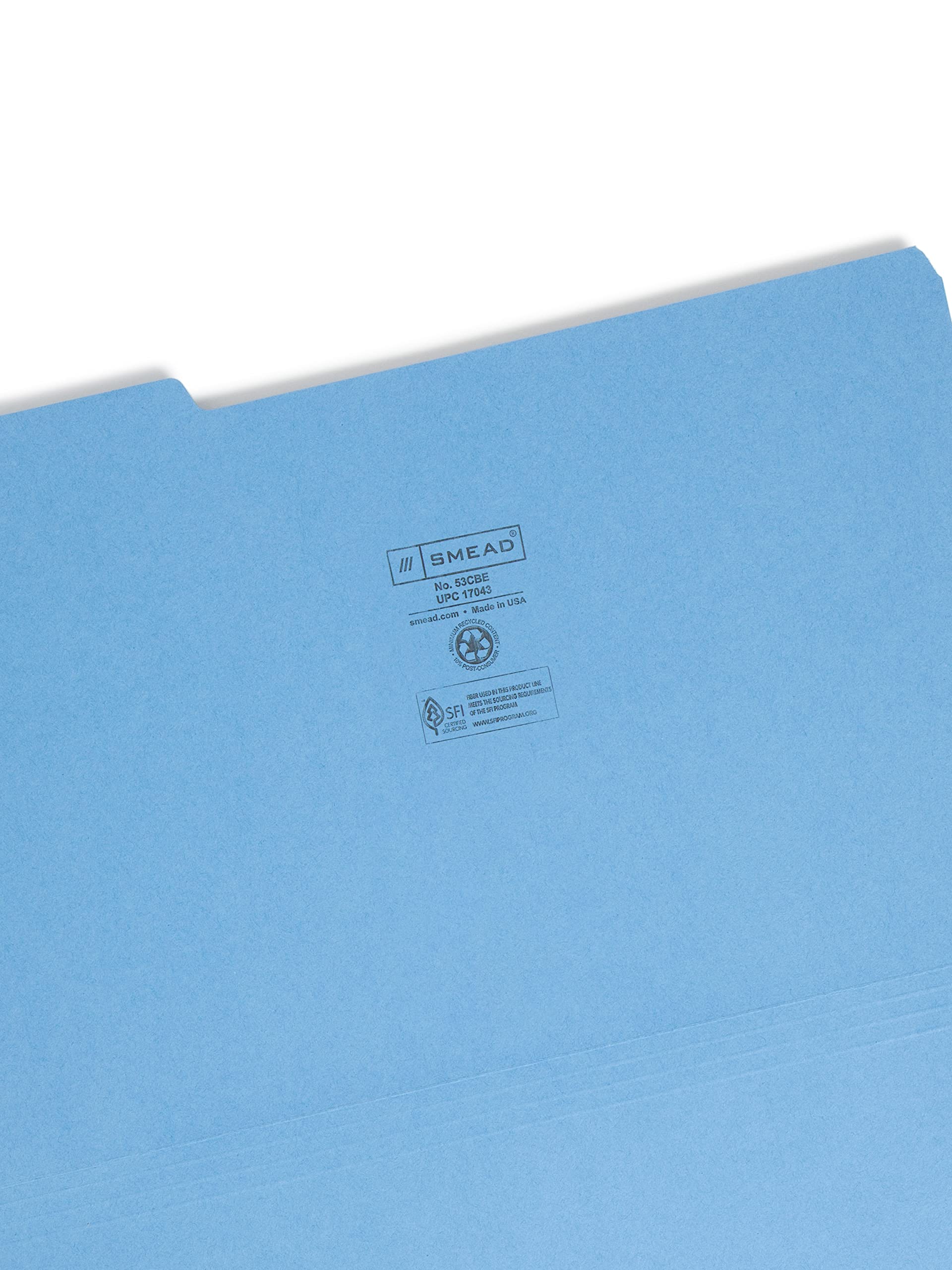 Smead Colored File Folder, 1/3-Cut Tab, Legal Size, Blue, 100 per Box (17043)