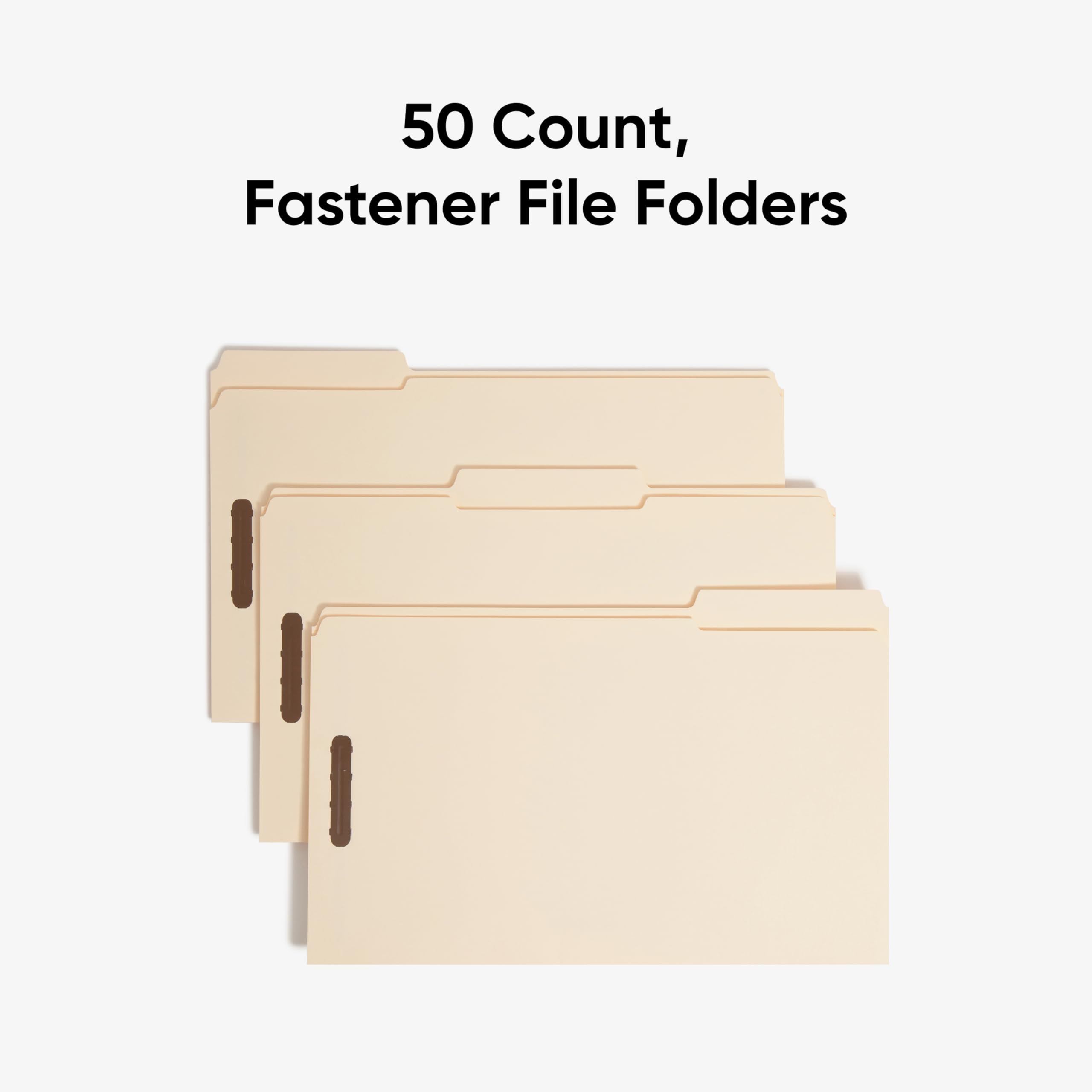 Smead 19537 Fastener File Folder, 2 Fasteners, Reinforced 1/3- Cut Tab, Legal Size, Manila, 50 Per Box (19537)