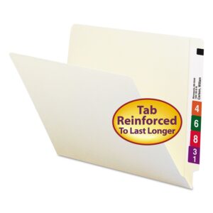 smead end tab file folder, shelf-master reinforced straight-cut tab, letter size, manila, 100 per box (24109)