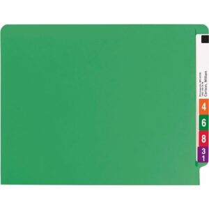 Smead End Tab Fastener File Folder, Shelf-Master® Reinforced Straight-Cut Tab, 2 Fasteners, Letter Size, Green, 50 per Box (25140)