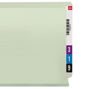 Smead End Tab Pressboard File Folder, Straight-Cut Tab, 2" Expansion, Letter Size, Gray/Green, 25 per Box (26210)